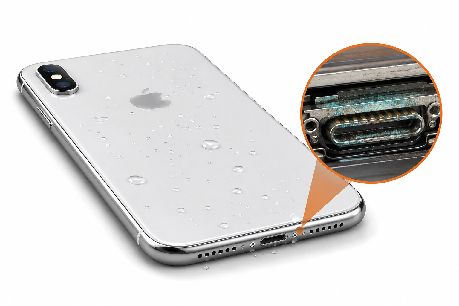 Упал в воду iPhone — что делать — иллюстрация неисправности