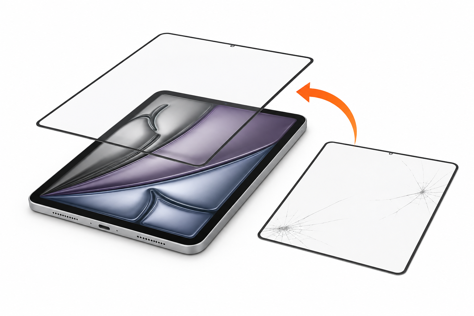 Замена стекла iPad — иллюстрация услуги